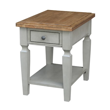 International Concepts Rectangle Vista End Table, 18 W, 24 L, 24 in H, Wood, Hickory/Stone OT41-15E